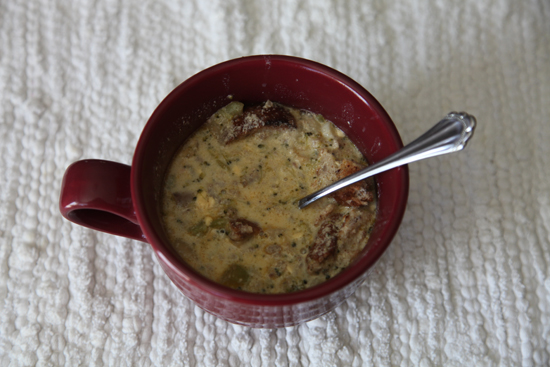 A cup of broccoli cheese soup; photo courtesy Kelly Smith